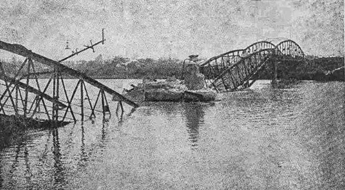 Ponte destruída em 14 de setembro de 1932